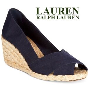 Ralph Lauren Cecilia Peep toe espadrille wedge
